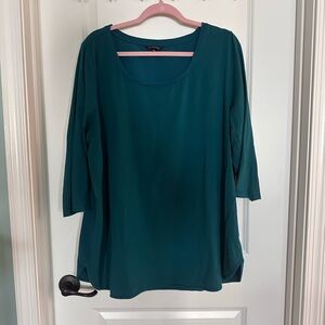 Lands' End Teal Scoop Neck Long Sleeve Tee